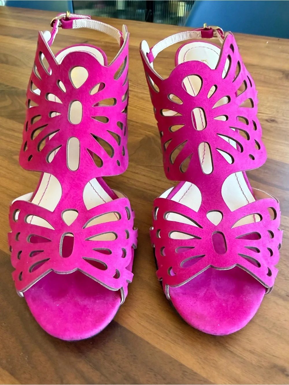 Women's Klub Nico Fuchsia Cutout Suede heels - size 38/US 9
